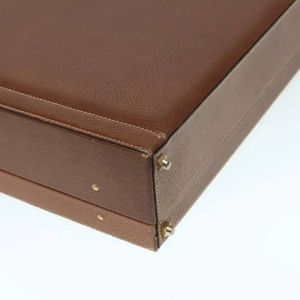 LOEWE Anagram Attache Case Trunk Leather Brown Gold